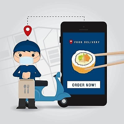 EPS 해외이미지 전신 남자 일러스트 젓가락 마스크 한명 서기 들기 성인 스마트폰 쇼핑백 스쿠터 어플리케이션 배달원 위치 누드김밥 성인남자한명만 코로나바이러스 음식배달 델타변이바이러스 해외일러스트 직업 1 가방 모션 수저 사람 핸드폰 스마트기기 오토바이 바이러스 배송 김밥 남자한명만 성인남자만 파일형식 벡터