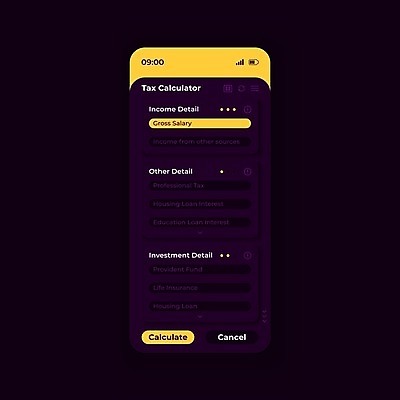 EPS 해외이미지 일러스트 모바일 사람없음 스마트폰 보라색 계산기 어플리케이션 UI 세금 해외일러스트 컬러 문구용품 핸드폰 스마트기기 장비 파일형식 벡터