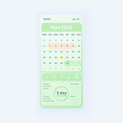 EPS 해외이미지 일러스트 모바일 사람없음 초록색 스마트폰 달력 어플리케이션 UI 해외일러스트 컬러 핸드폰 스마트기기 파일형식 벡터