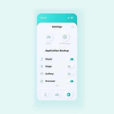 EPS 해외이미지 일러스트 모바일 사람없음 스마트폰 흰색 어플리케이션 UI 환경설정 해외일러스트 컬러 핸드폰 스마트기기 설정 파일형식 벡터