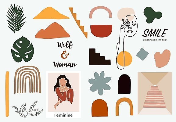 EPS 해외이미지 여자 얼굴 일러스트 추상 나뭇잎 한명 상반신 성인 성인여자한명만 해외일러스트 1 잎 무늬 사람 신체부위 여자한명만 성인여자만 파일형식 벡터