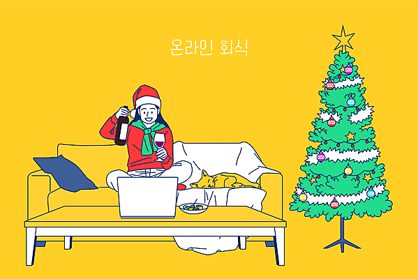 전신 한마리 여자 크리스마스 와인잔 일러스트 산타모자 탁자 모바일 한명 들기 앉기 성인 노트북 소파 크리스마스트리 노란색 와인 고양이 와인병 온라인 반려 영상통화 화상통화 회식 성인여자한명만 언택트 온택트 랜선라이프 온라인파티 국내일러스트 AI파일 모자_잡화 1 라이프스타일 기념일 컬러 가구 술잔 의자 포유류 모션 병_용기 주류 사람 전자제품 반려동물 식사 통화 여자한명만 성인여자만 파일형식 벡터