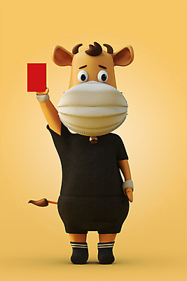 PSD 편집 편집이미지 한마리 경고 마스크 서기 들기 사람없음 3D 예절 소 심판 사회이슈 디지털합성 소캐릭터 레드카드 심판복 편집소스 코로나바이러스 포스트코로나 델타변이바이러스 위드코로나 편집3D 1 동물캐릭터 컨셉 포유류 모션 카드_놀이용품 바이러스 파일형식