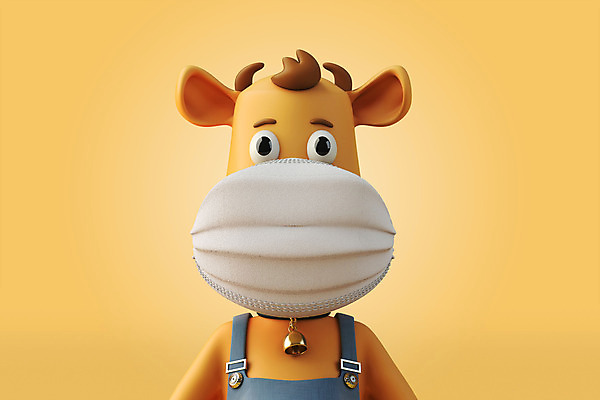 PSD 편집 편집이미지 한마리 마스크 사람없음 3D 예절 소 사회이슈 디지털합성 소캐릭터 편집소스 코로나바이러스 포스트코로나 델타변이바이러스 위드코로나 편집3D 1 동물캐릭터 컨셉 포유류 바이러스 파일형식