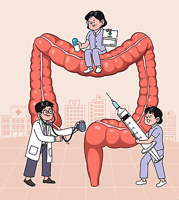 전신 여자 남자 일러스트 청진기 병원 주사기 서기 들기 앉기 성인 치료 세명 알약 진료 간호사 의사 대장 대장질환 항문외과 성인만 국내일러스트 AI파일 의학 의료기기 모션 사람 약 의료진 장기_의학 질병 파일형식 벡터