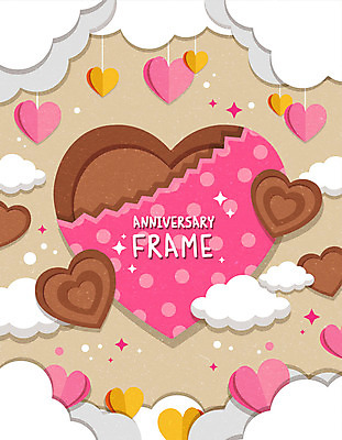 구름 일러스트 프레임 발렌타인데이 사람없음 갈색 초콜릿 하트 국내일러스트 AI파일 자연요소 모양 컬러 데이이벤트 디저트 파일형식 벡터