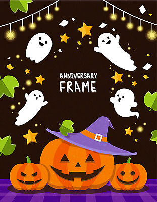 별 일러스트 프레임 사람없음 검은색 할로윈 유령 마녀모자 잭오랜턴 호박잎 국내일러스트 AI파일 자연요소 모자_잡화 컬러 잎 파일형식 벡터