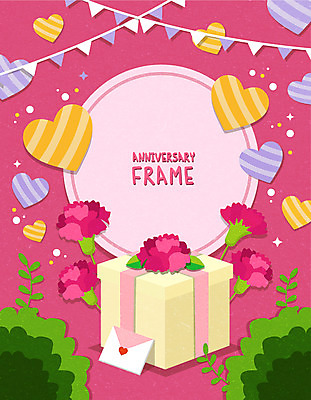 분홍색 일러스트 프레임 사람없음 선물상자 하트 어버이날 편지 스승의날 카네이션 국내일러스트 AI파일 모양 기념일 꽃 컬러 선물 상자 파일형식 벡터