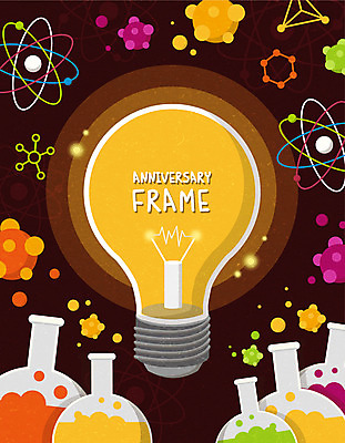 일러스트 전구 프레임 세포 실험기구 사람없음 갈색 원자 과학의날 둥근플라스크 국내일러스트 AI파일 컬러 과학 플라스크 파일형식 벡터 법정기념일