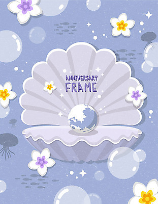 꽃 지구 일러스트 조개 프레임 사람없음 보라색 물방울 해파리 바다의날 국내일러스트 AI파일 식물 기념일 컬러 어패류 자포동물 파일형식 벡터