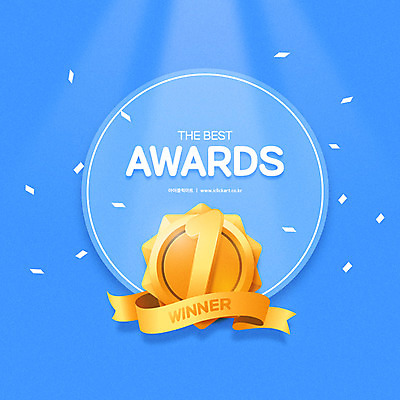 하늘색 일러스트 사람없음 최고 플랫 배지 시상식 국내일러스트 AI파일 파란색 파일형식 벡터