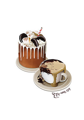 PSD 일러스트 디저트 글자캘리그라피 사람없음 초콜릿 초코케이크 라떼 초코쿠키 국내일러스트 커피 음식 캘리그라피 쿠키 케이크 파일형식