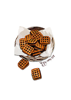 PSD 일러스트 디저트 글자캘리그라피 사람없음 바구니 쿠키 와플 국내일러스트 음식 캘리그라피 파일형식