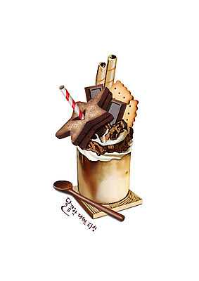 PSD 일러스트 디저트 빨대 글자캘리그라피 사람없음 컵 쿠키 초콜릿 숟가락 생크림 라떼 막대과자 국내일러스트 식기 커피 음식 캘리그라피 수저 과자 크림 파일형식