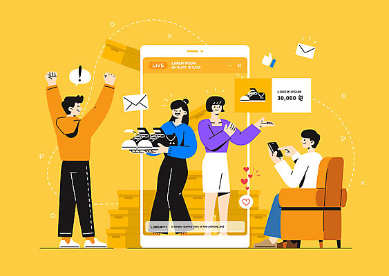 전신 여자 남자 일러스트 모바일 서기 들기 앉기 여러명 성인 스마트폰 소파 노란색 만세 스니커즈 온라인쇼핑 모바일쇼핑 성인만 비대면서비스 라이브커머스 언택트 랜선라이프 스토어 국내일러스트 AI파일 라이프스타일 컬러 다수 운동화 의자 모션 사람 핸드폰 스마트기기 쇼핑 서비스 온라인 파일형식 벡터