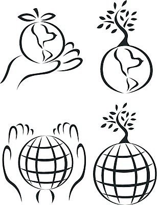 EPS 해외이미지 나무 지구 잎 사람없음 초록색 지구본 에너지 그린에너지 심볼 에코 친환경 손모양 해외202004 해외일러스트 모양 식물 컬러 환경 파일형식 벡터 손_신체부위