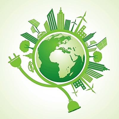 EPS 해외이미지 일러스트 주택 사람없음 초록색 지구본 업무 그린에너지 에코 친환경 해외202004 해외일러스트 컬러 건물 환경 에너지 작업 파일형식 벡터