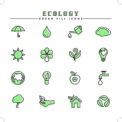 EPS 해외이미지 나무 잎 우산 주택 사람없음 초록색 세트 지구본 재활용 에너지 그린에너지 심볼 에코 친환경 바이오 해외202004 해외일러스트 식물 컬러 건물 환경 파일형식 벡터