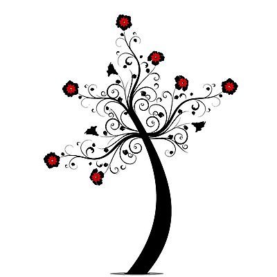 EPS 해외이미지 나무 식물 꽃 실루엣 잎 일러스트 사람없음 검은색 뿌리 해외202004 해외202105 해외일러스트 컬러 촬영기법 파일형식 벡터