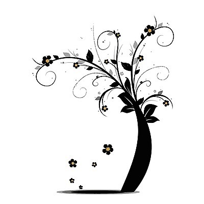 EPS 해외이미지 나무 식물 꽃 실루엣 잎 일러스트 사람없음 검은색 해외202004 해외202105 해외일러스트 컬러 촬영기법 파일형식 벡터