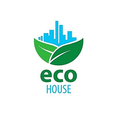 EPS 해외이미지 나무 잎 주택 사람없음 초록색 에너지 그린에너지 심볼 에코 친환경 바이오 해외202004 해외일러스트 식물 컬러 건물 환경 파일형식 벡터