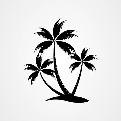 EPS 해외이미지 나무 식물 실루엣 섬 잎 일러스트 사람없음 야외 검은색 봄 숲 열대우림 하와이 코코넛 해외202004 해외202105 해외일러스트 계절 컬러 과일 촬영기법 미국 파일형식 벡터