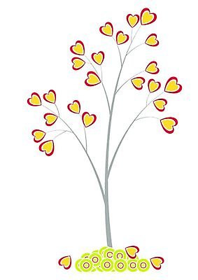 EPS 해외이미지 나무 일러스트 한그루 사람없음 하트 해외202004 해외202105 해외일러스트 모양 식물 1 파일형식 벡터