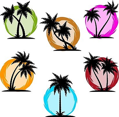 EPS 해외이미지 나무 식물 실루엣 섬 잎 사람없음 야외 검은색 정상 웹디자인 특별함 해외202004 해외202105 컬러 컨셉 촬영기법 파일형식 벡터