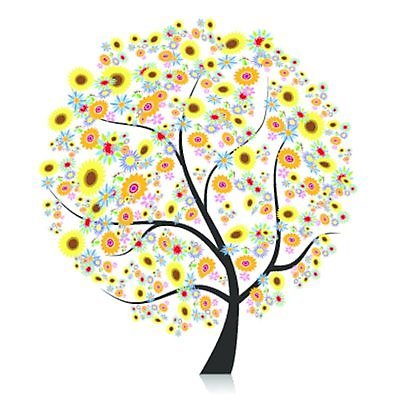 EPS 해외이미지 나무 꽃 일러스트 꽃나무 사람없음 만개 해외202004 해외202105 해외일러스트 식물 파일형식 벡터