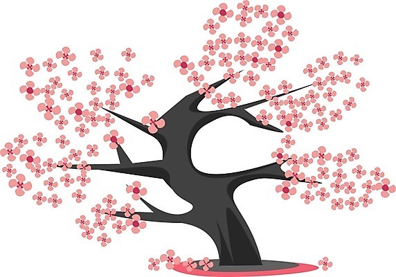 EPS 해외이미지 일러스트 한그루 사람없음 봄 벚꽃 벚나무 해외202004 해외202105 해외일러스트 나무 1 계절 꽃 파일형식 벡터