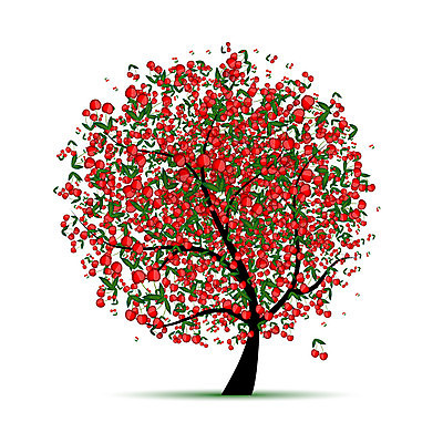 EPS 해외이미지 나무 일러스트 한그루 사람없음 체리 과일나무 해외202004 해외202105 해외일러스트 식물 1 과일 파일형식 벡터