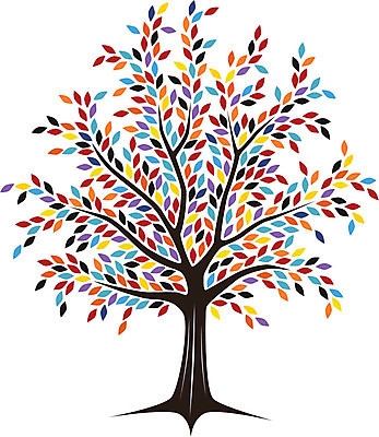 EPS 해외이미지 나무 일러스트 나뭇잎 한그루 사람없음 화려 해외202004 해외202105 해외일러스트 식물 1 컨셉 잎 파일형식 벡터