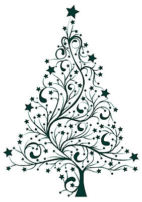 EPS 해외이미지 나무 식물 꽃잎 실루엣 별 크리스마스 일러스트 사람없음 검은색 축제 해외202004 해외202105 해외일러스트 자연요소 기념일 꽃 컬러 촬영기법 파일형식 벡터