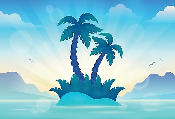 EPS 해외이미지 나무 식물 잎 일러스트 해변 사람없음 물 햇빛 일몰 해외202004 해외202105 해외일러스트 자연요소 바다 태양 노을 파일형식 벡터