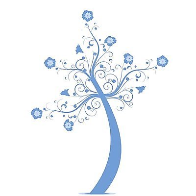 EPS 해외이미지 꽃 하늘색 일러스트 꽃나무 한그루 사람없음 해외202004 해외202105 해외일러스트 나무 식물 1 파란색 파일형식 벡터