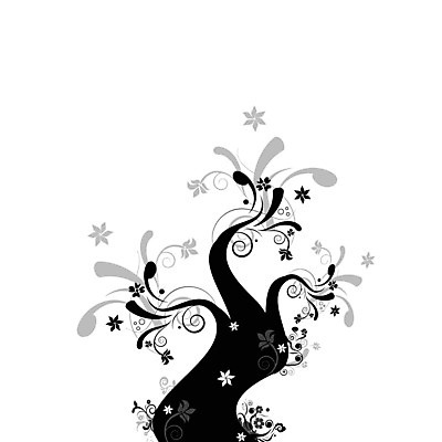 EPS 해외이미지 나무 식물 꽃 실루엣 잎 일러스트 사람없음 검은색 해외202004 해외202105 해외일러스트 컬러 촬영기법 파일형식 벡터