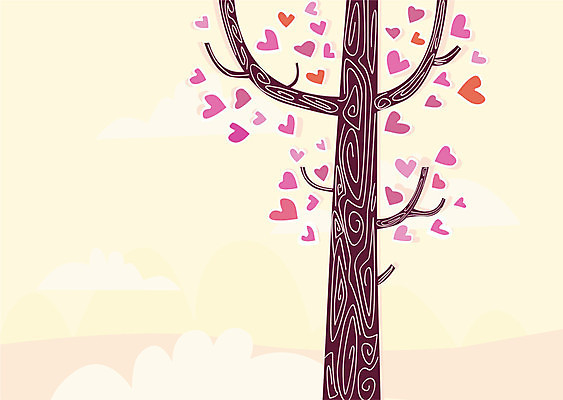 EPS 해외이미지 나무 구름 일러스트 한그루 사람없음 하트 해외202004 해외202105 해외일러스트 자연요소 모양 식물 1 파일형식 벡터