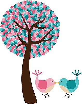 EPS 해외이미지 나무 커플 한쌍 두마리 일러스트 조류 키스 한그루 사랑 사람없음 해외202004 해외202105 해외일러스트 식물 동물 1 감정 2 관계 애정표현 파일형식 벡터