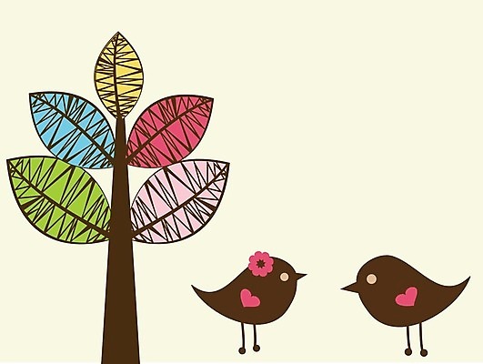 EPS 해외이미지 나무 커플 꽃 한쌍 두마리 일러스트 조류 한그루 사람없음 하트 해외202004 해외202105 해외일러스트 모양 식물 동물 1 2 관계 파일형식 벡터