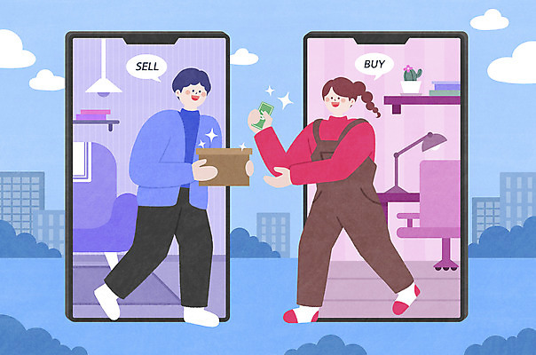 전신 PSD 여자 남자 말풍선 지폐 일러스트 모바일 서기 들기 성인 두명 파란색 스마트폰 판매 어플리케이션 구매 온라인쇼핑 모바일쇼핑 택배상자 성인만 비대면서비스 중고거래 언택트 온택트 랜선라이프 스토어 국내일러스트 라이프스타일 컬러 돈 모션 사람 핸드폰 스마트기기 쇼핑 상자 거래 서비스 택배 온라인 파일형식