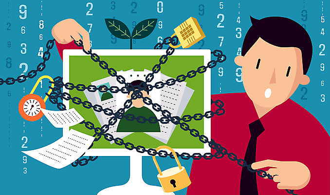 남자 일러스트 자물쇠 한명 상반신 성인 컴퓨터 숫자 새싹 모니터 잡기 쇠사슬 묶기 감싸기 개인정보 정보보호 성인남자한명만 정보보호의날 국내일러스트 AI파일 식물 문자 1 모션 사람 전자제품 정보 보호 남자한명만 성인남자만 파일형식 벡터 법정기념일