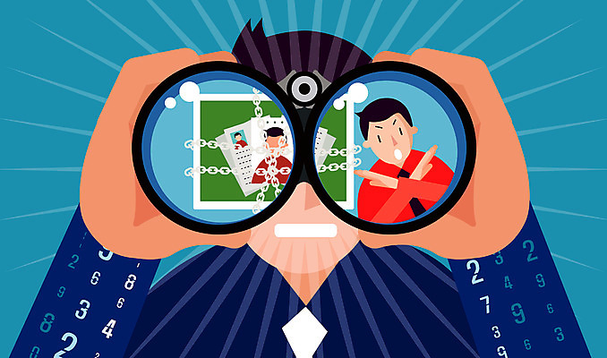 남자 일러스트 들기 손짓 상반신 성인 두명 컴퓨터 숫자 모니터 망원경 쇠사슬 감시 개인정보 정보보호 성인남자만 정보보호의날 국내일러스트 AI파일 문자 모션 사람 전자제품 정보 보호 남자만 성인만 파일형식 벡터 법정기념일