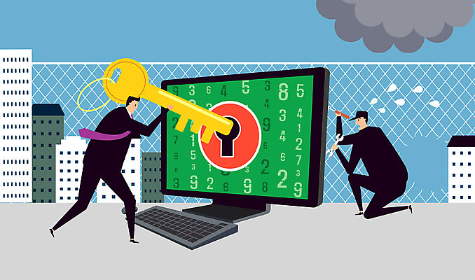 전신 남자 일러스트 열쇠 서기 들기 앉기 성인 두명 건물 울타리 컴퓨터 숫자 모니터 공구 키보드 철조망 해커 개인정보 정보보호 정보유출 성인남자만 정보보호의날 국내일러스트 AI파일 문자 건축물 모션 사람 전자제품 담장 정보 도구 범죄 보호 남자만 성인만 파일형식 벡터 법정기념일 유출