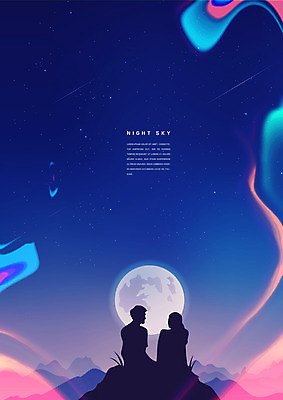 PSD 편집이미지 커플 여자 남자 실루엣 백그라운드 밤하늘 두명 마주보기 달 야간 홀로그램 이미지편집 자연요소 관계 모션 하늘 촬영기법 사람 파일형식