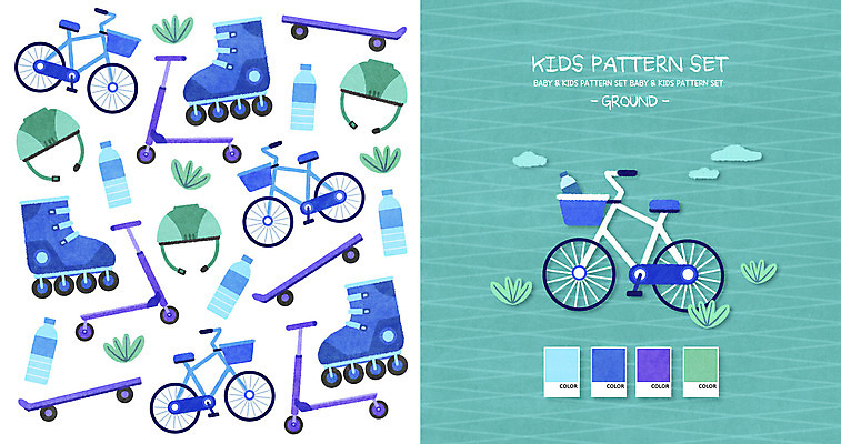 PSD 공원 패턴 일러스트 사람없음 패턴백그라운드 스케이트보드 풀 롤러블레이드 안전모 헬멧 물통 물병 민트색 아기자기 국내일러스트 식물 공공시설 컬러 백그라운드 컨셉 무늬 취미 보드_스포츠 안전장비 보호장비 파일형식