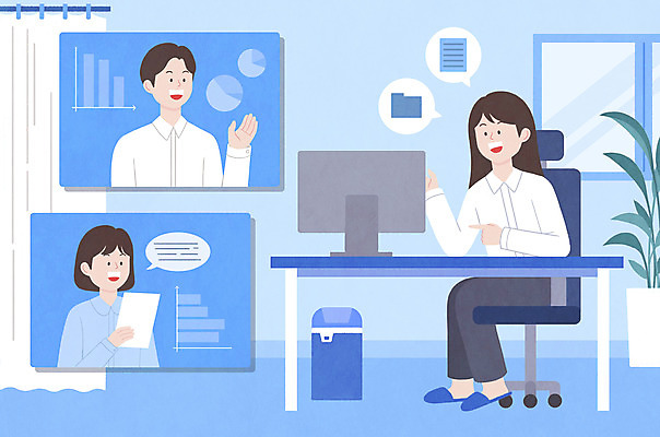 PSD 여자 남자 말풍선 일러스트 회의 모바일 그래프 앉기 성인 세명 컴퓨터 비즈니스맨 비즈니스우먼 문서 파일 폴더 재택근무 화상통화 성인만 언택트 온택트 랜선라이프 국내일러스트 라이프스타일 비즈니스 모션 사람 전자제품 직장인 통화 파일형식