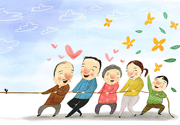 전신 PSD 여자 할아버지 노년 남자 꽃 할머니 어린이 줄 일러스트 가족 협력 서기 소년 여러명 성인 손들기 당기기 노인복지 줄다리기 국내일러스트 식물 다수 관계 모션 놀이 사람 복지 파일형식