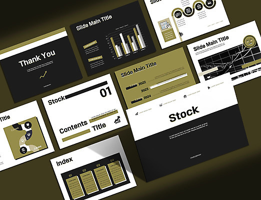템플릿 비즈니스 그래프 사람없음 금융 세트 주식 PPT 프레젠테이션 문서템플릿 투자 심플 코스닥 주식투자 카키색 애니형PPT 9P 이미지템플릿 컬러 경제 파일형식