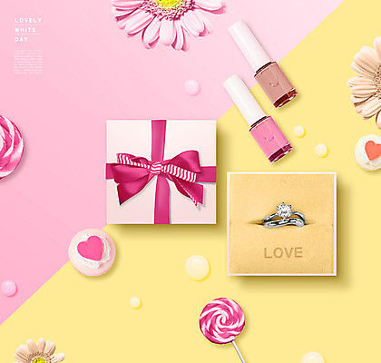 PSD 편집이미지 꽃 리본 분홍색 화이트데이 막대사탕 사람없음 선물상자 노란색 반지 매니큐어 마카롱 이미지편집 식물 컬러 장신구 데이이벤트 디저트 사탕 선물 상자 화장품 파일형식
