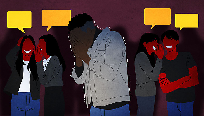 전신 PSD 여자 남자 흑인 말풍선 일러스트 여러명 상반신 성인 무서움 귓속말 얼굴가리기 비웃음 떨림 뒷담화 인종차별 제외 성인만 국내일러스트 서양인 감정 다수 모션 표정 사람 가림 차별 험담 파일형식